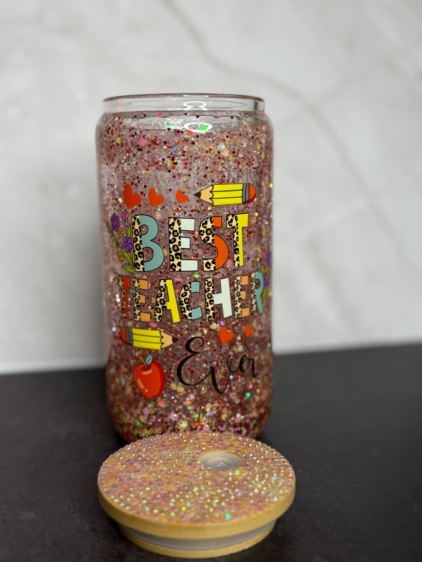 SnowGlobe Glass Tumbler Cup 16oz