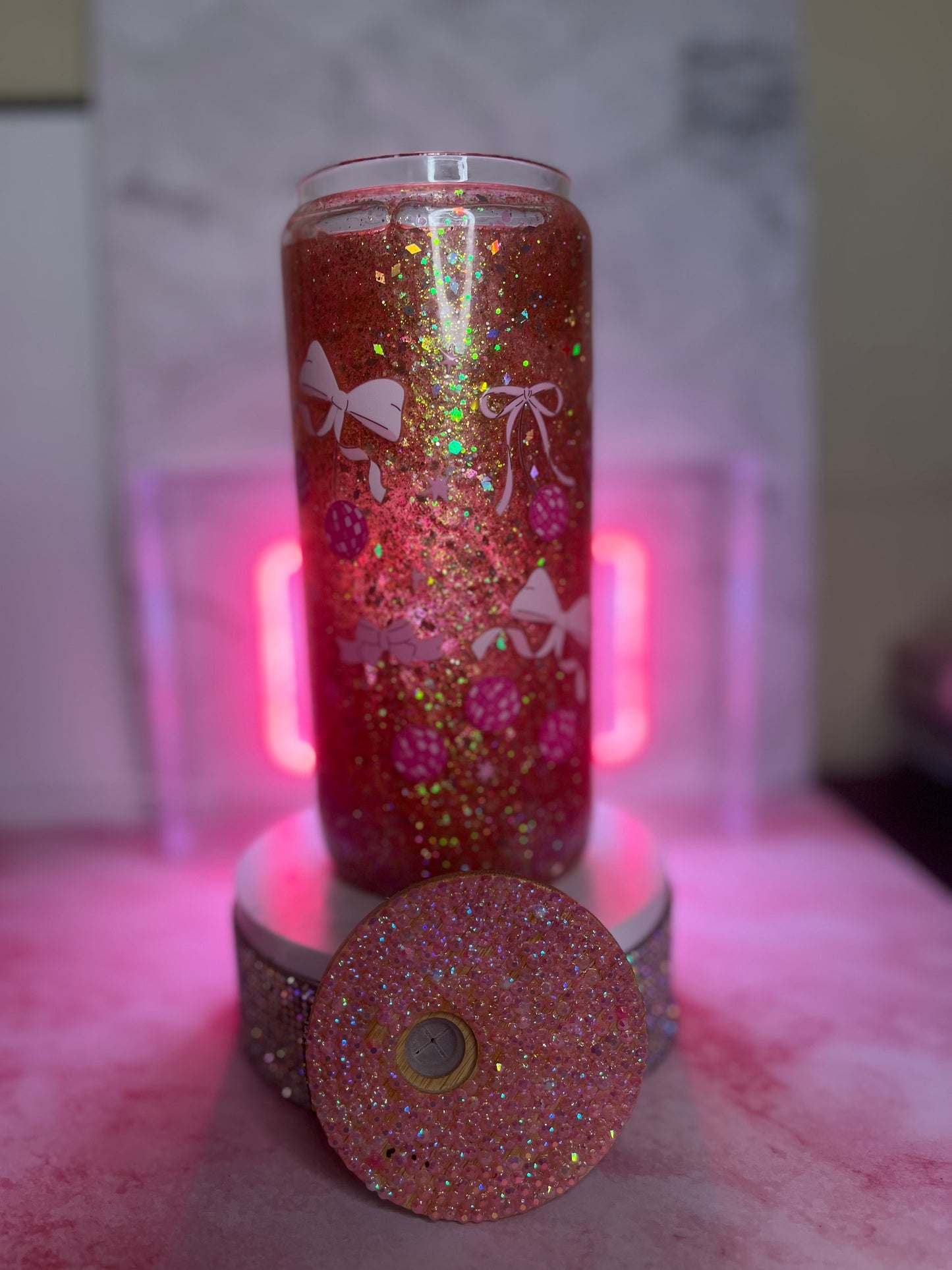 SnowGlobe Glass Tumbler Cup 16oz