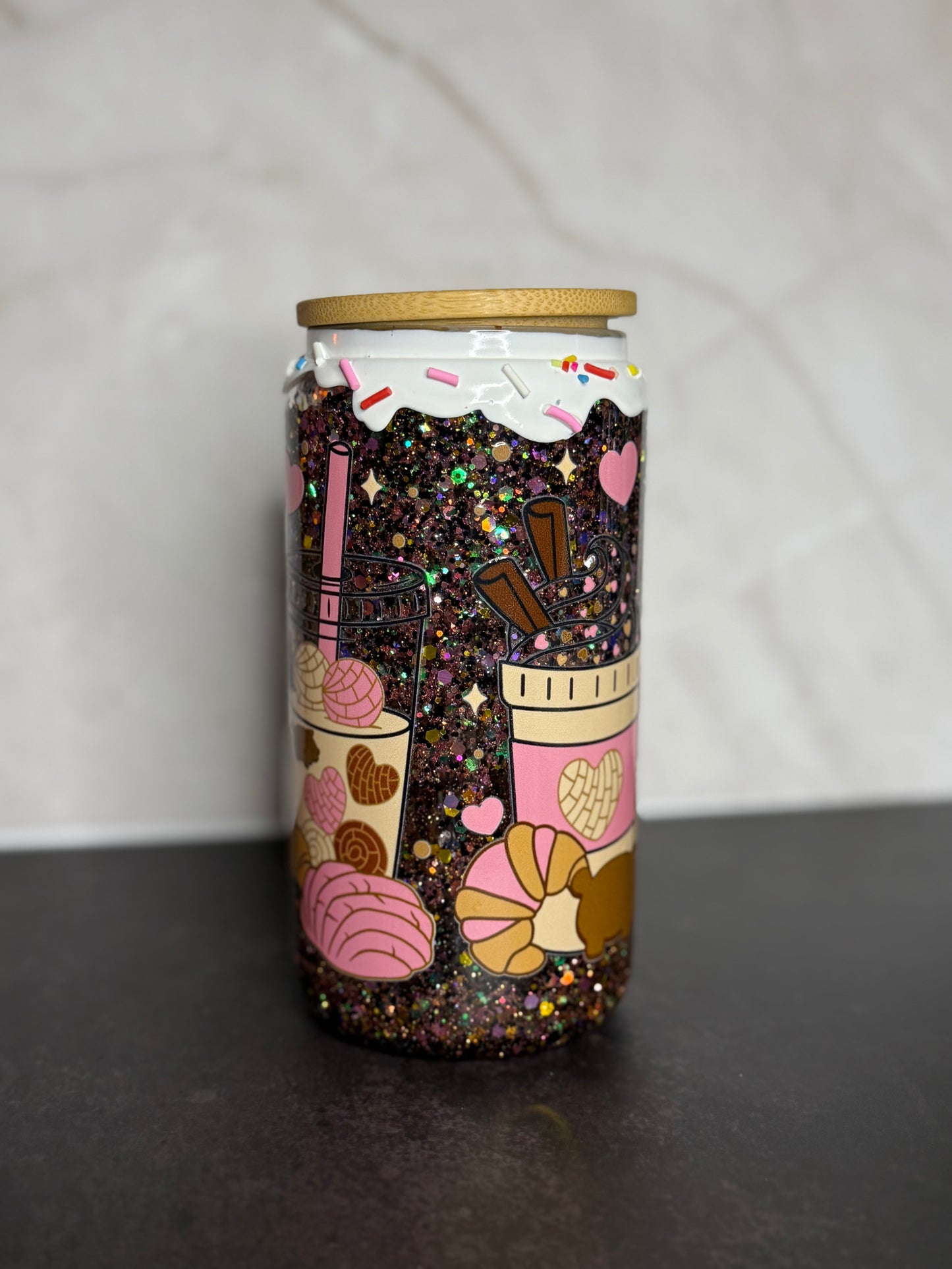SnowGlobe Glass Tumbler Cup 16oz