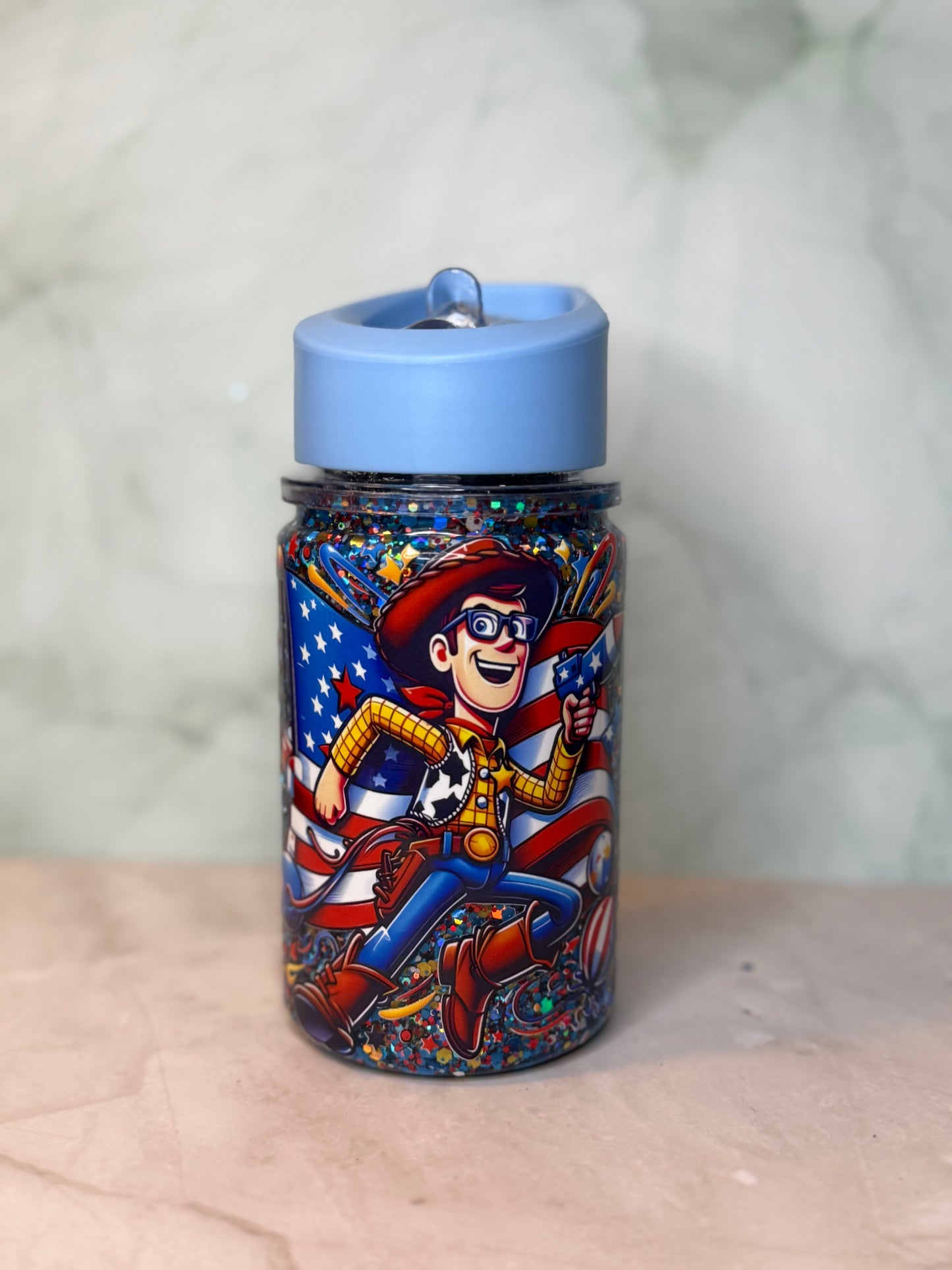 Kid's sippy cup plastic snowglobe 10 oz
